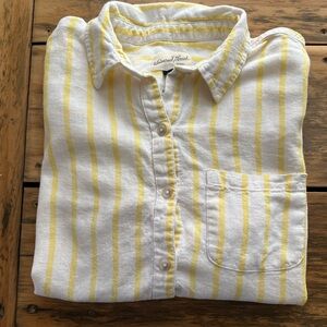 Universal Thread Lemon and Cream Striped Button-Down Shirt